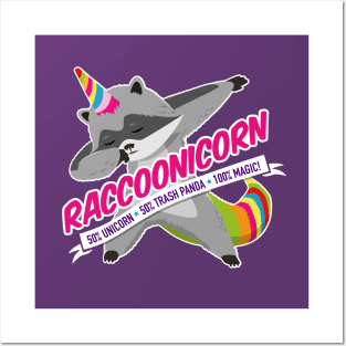 Raccoonicorn 50% Raccoon 50% Unicorn 100% Magic! Posters and Art